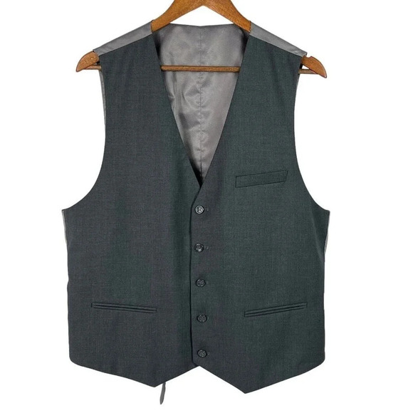 Caravelli Slim Blazer Men's Size 46S Suit Jacket 2 Button w/ Matching Vest Grey - Picture 13 of 16